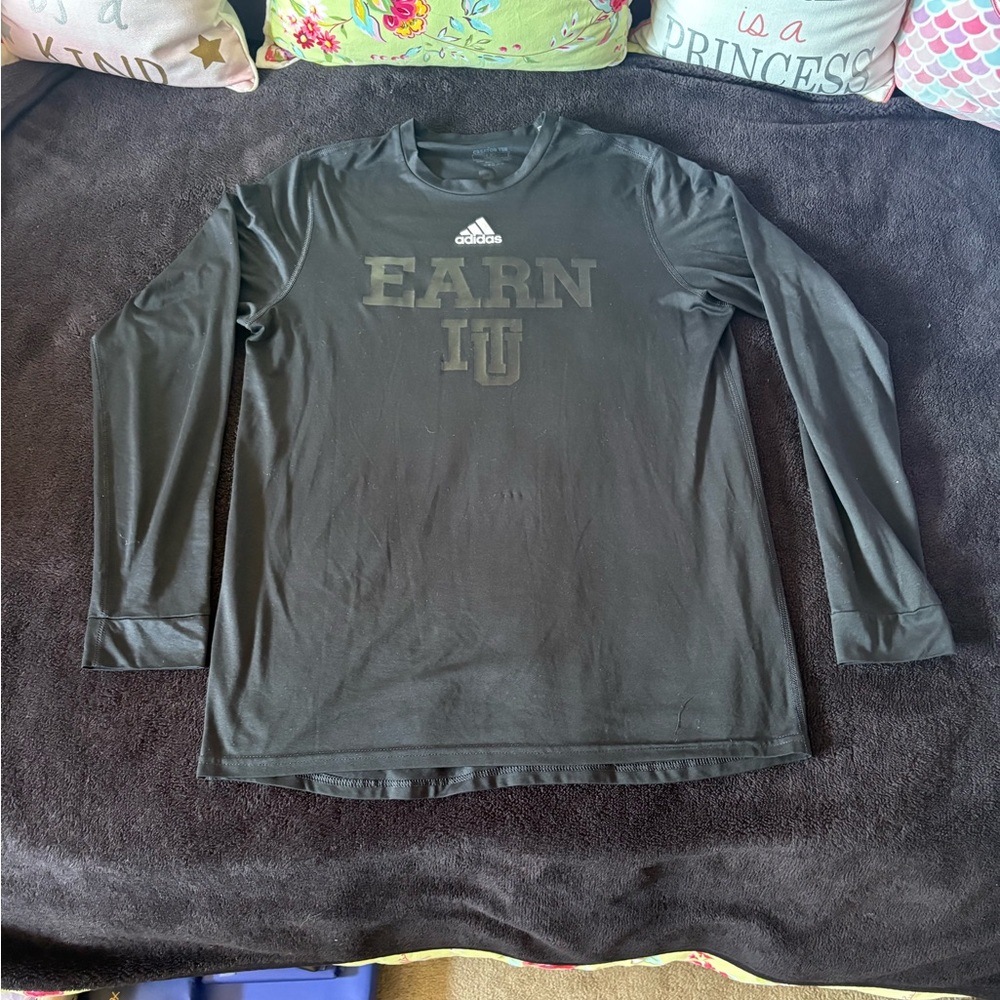 Indiana University Hoosiers x Adidas EARN IT spell out long sleeve tee large